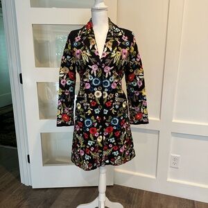 Paparazzi Johnny Was Style Black Paparazzi Embroidered Blazer Floral Pea Coat